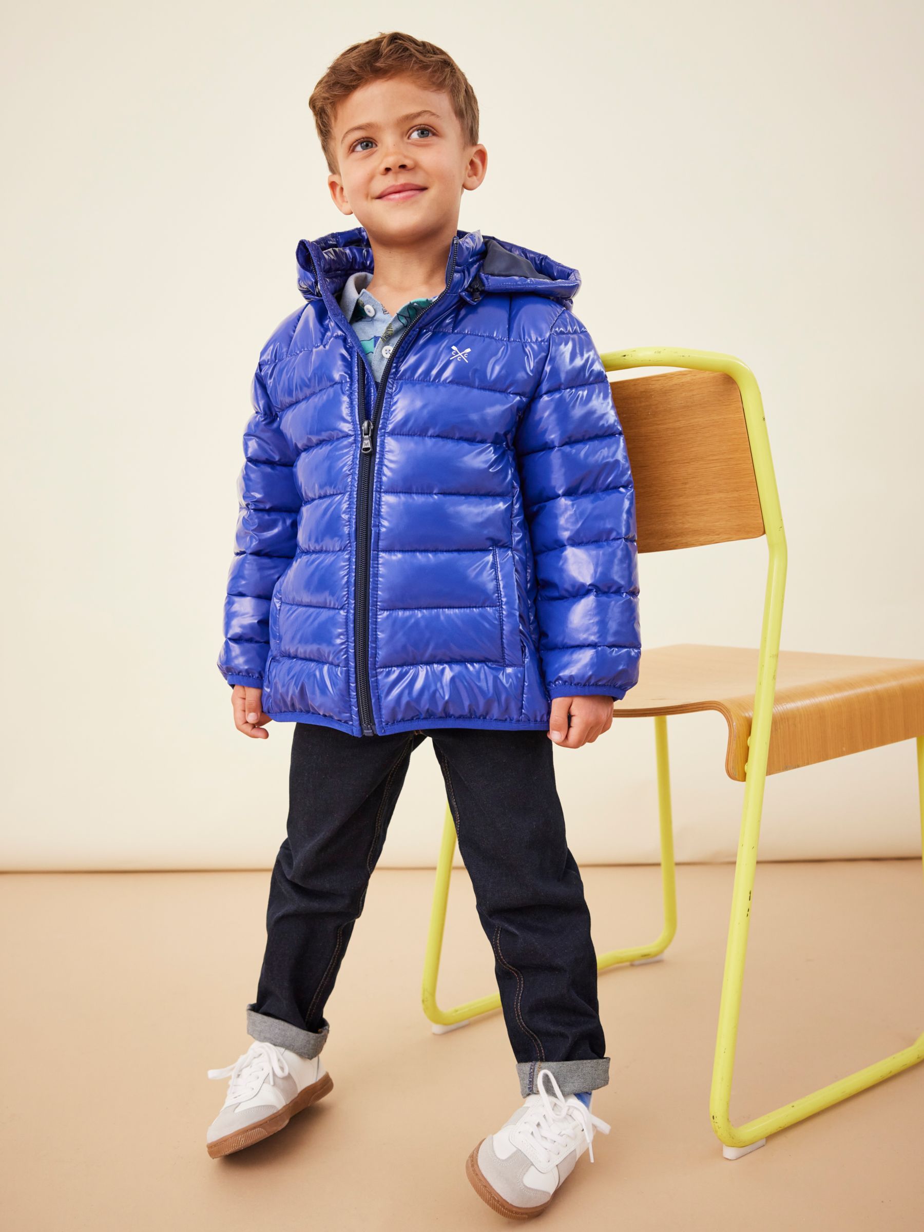 Crew Clothing Kids' Lightweight Lowther Padded Jacket, Blue at John ...