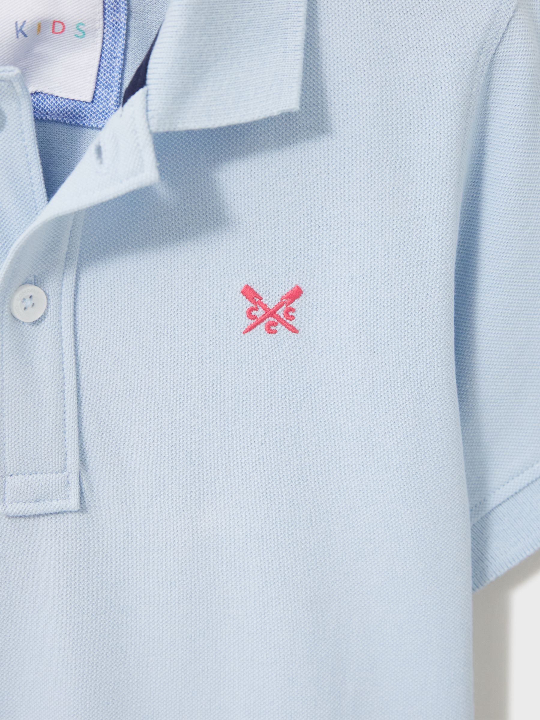 Crew Clothing Kids' Pique Polo, Pale Blue at John Lewis & Partners