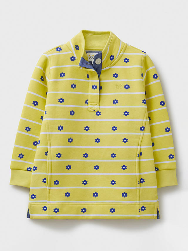Crew Clothing Kids' Padstow Daisy Stripe Sweatshirt, Light Yellow