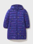 Crew Clothing Kids' Lightweight Longline Coat, Navy Blue Flowers