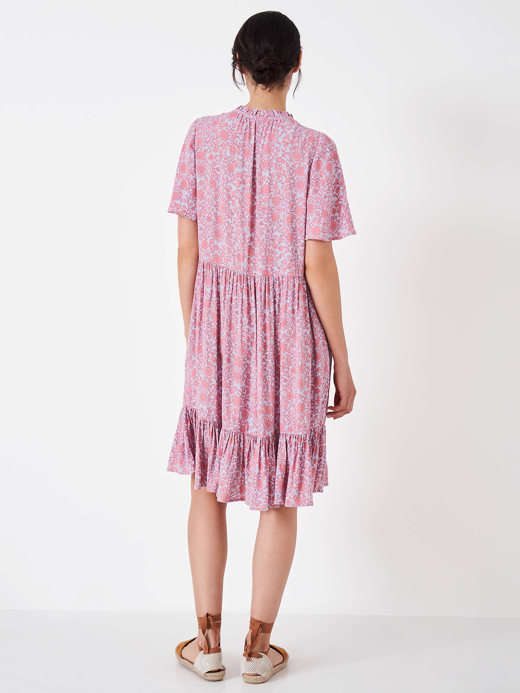 Buy Crew Clothing Eva Floral Ruffle Dress, Multi/Pink Online at johnlewis.com