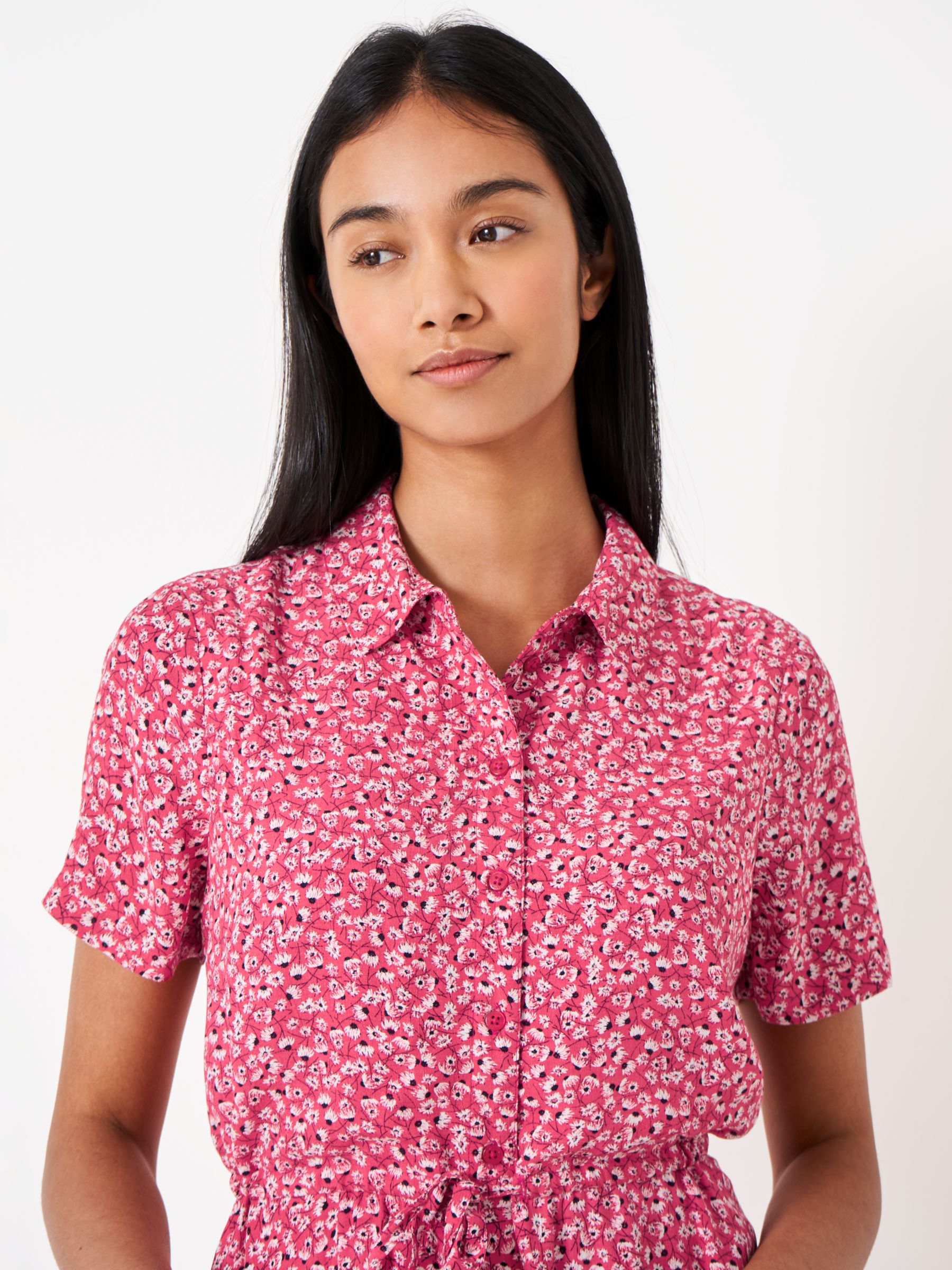 Buy Crew Clothing Ruby Floral Shirt Dress, Raspberry Pink Online at johnlewis.com