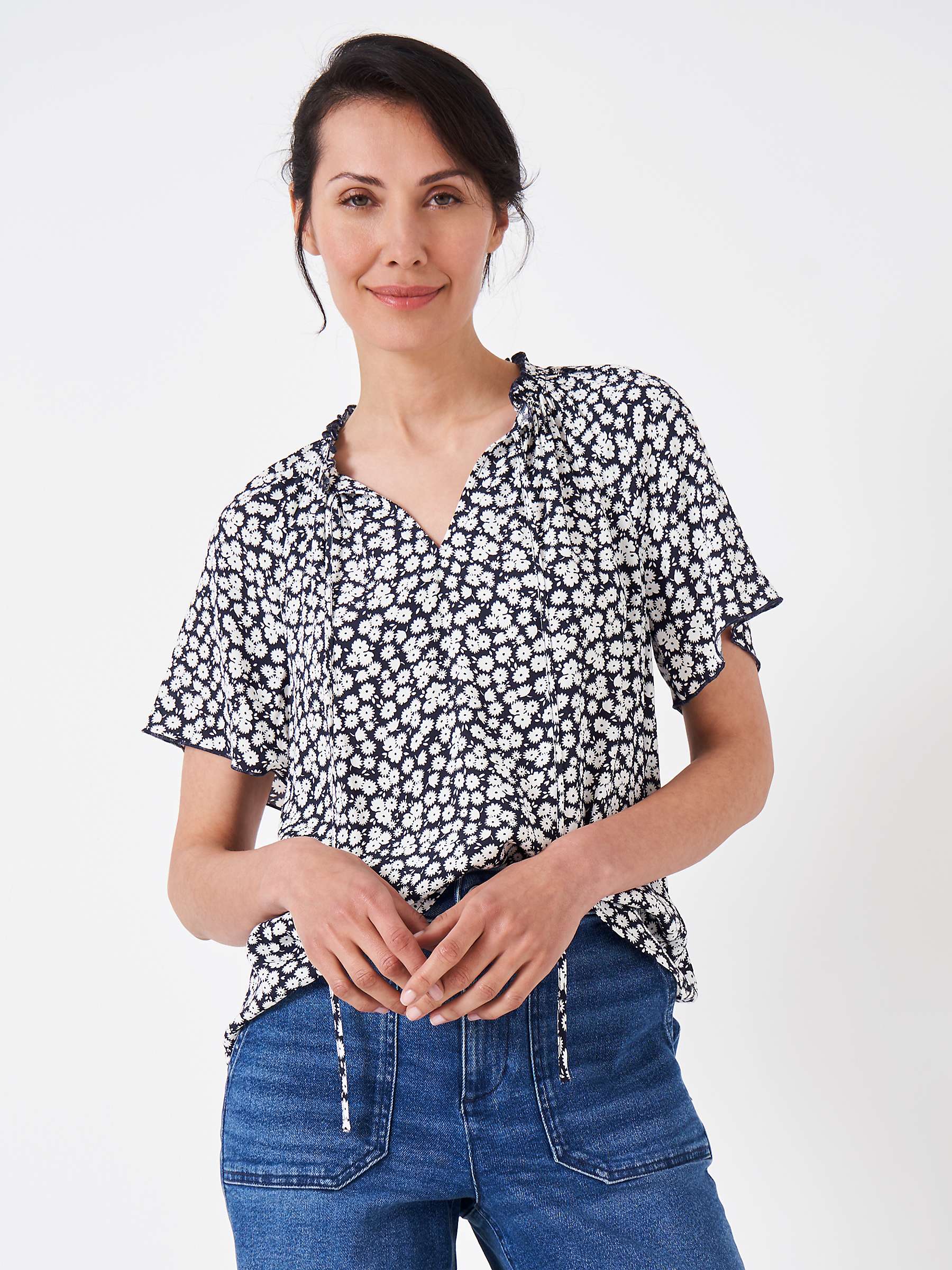 Buy Crew Clothing Ada Monochrome Floral Blouse, White/Multi Online at johnlewis.com