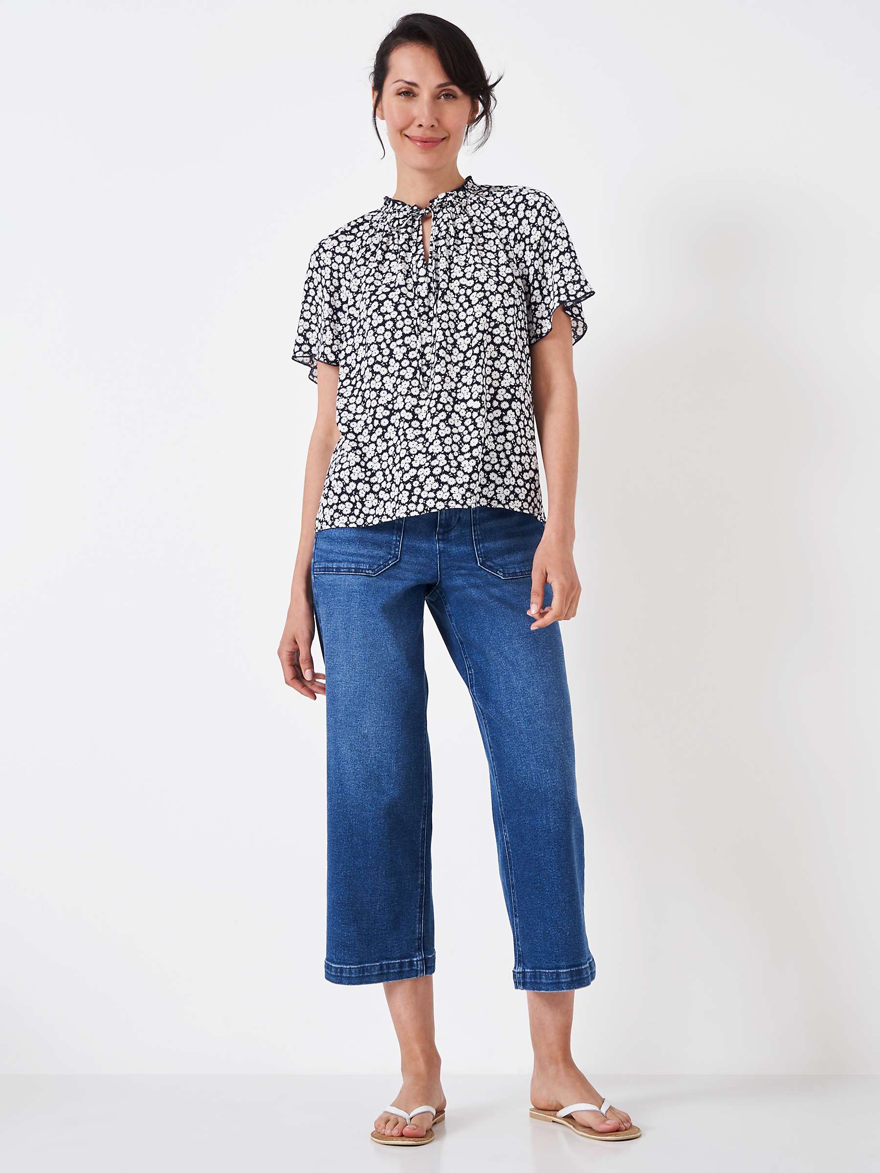 Buy Crew Clothing Ada Monochrome Floral Blouse, White/Multi Online at johnlewis.com