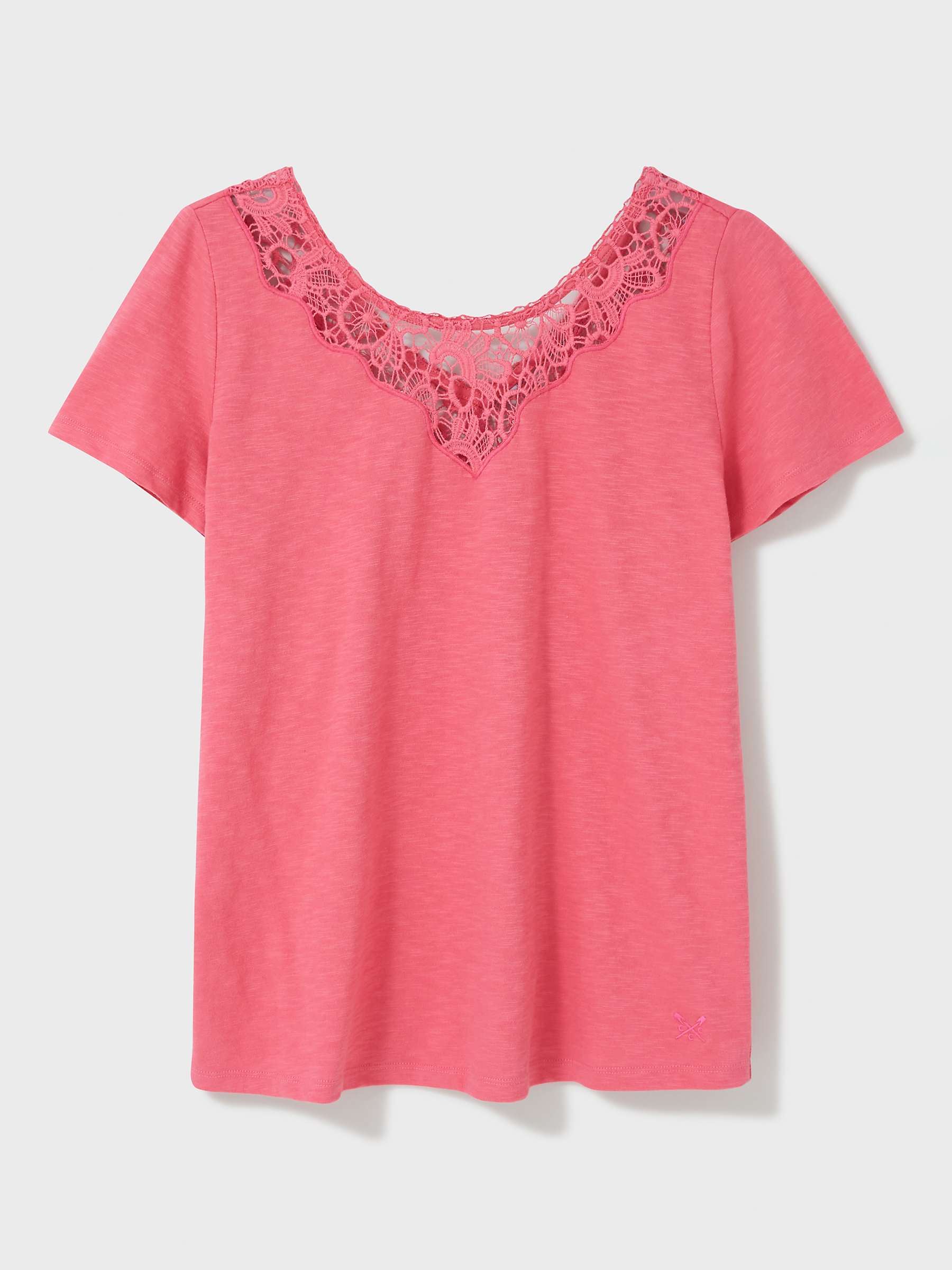 Buy Crew Clothing Iona Lace Panel Top Blue Online at johnlewis.com
