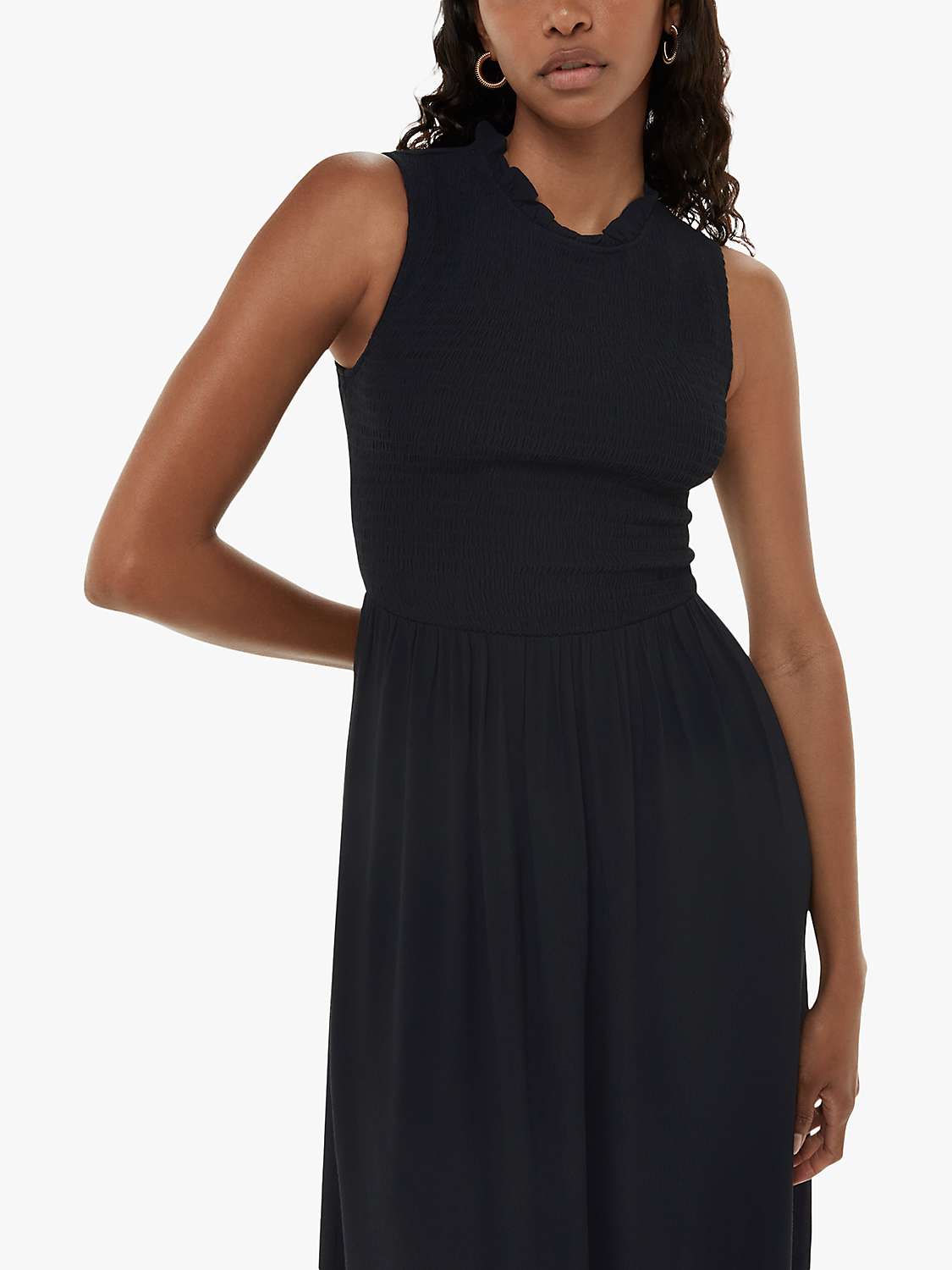 Buy Whistles Heidi Shirred Bodice Midi Dress, Black Online at johnlewis.com