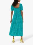 Whistles Sketched Grass Midi Dress, Green/Multi