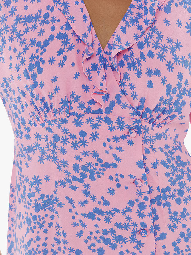 Whistles Dandelion Floral Midi Dress, Pink/Multi