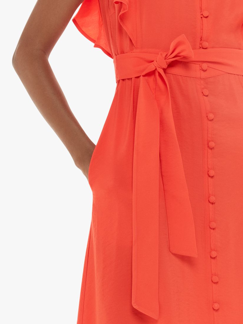 Buy Whistles Sophie Frill Sleeve Midi Dress, Red Online at johnlewis.com