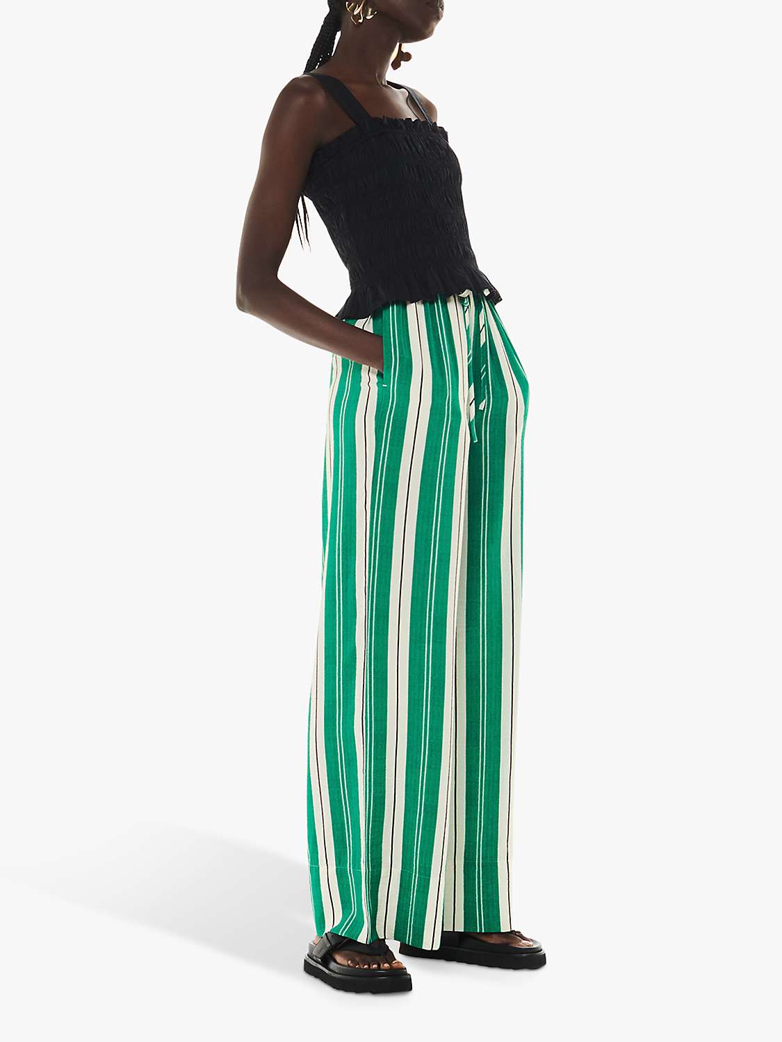 Buy Whistles Bridget Maxi Stripe Trousers, Green/Multi Online at johnlewis.com