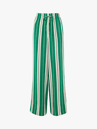 Whistles Bridget Maxi Stripe Trousers, Green/Multi
