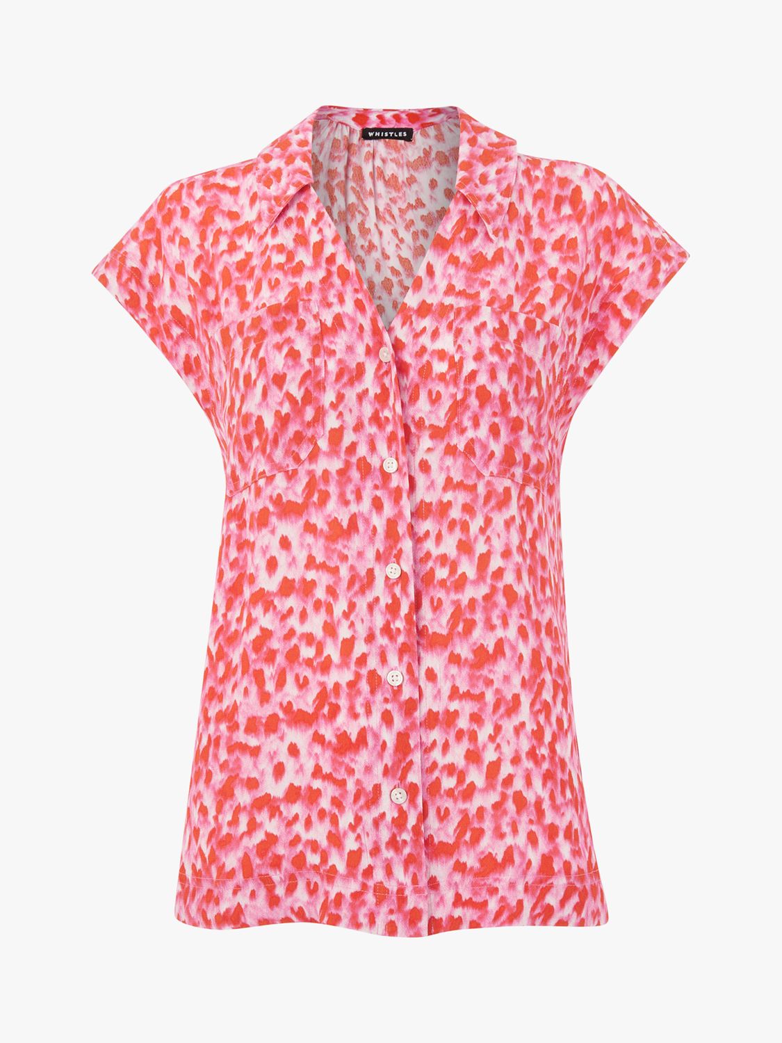 Whistles Blurred Strokes Print Shirt, Pink/Multi at John Lewis & Partners