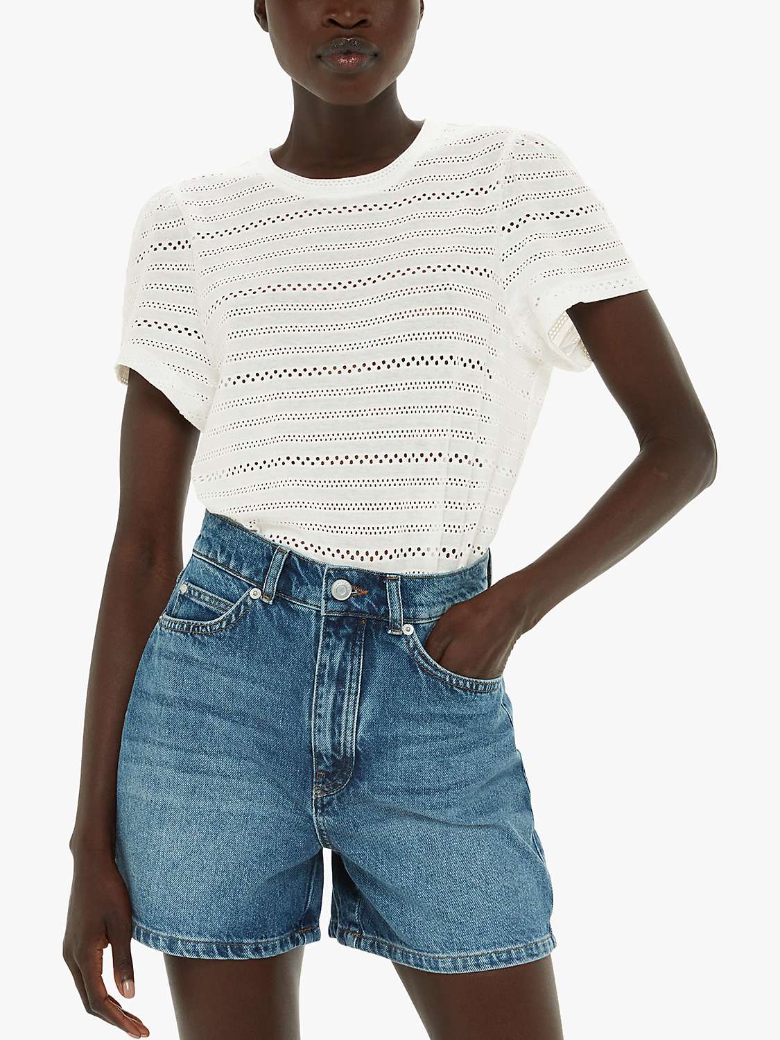 Buy Whistles Broderie Top, Ivory Online at johnlewis.com