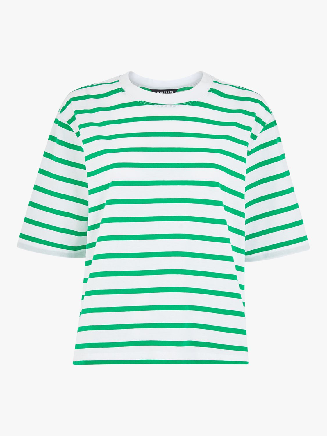 Whistles Stripe Short Sleeve Top, Green/Multi, L