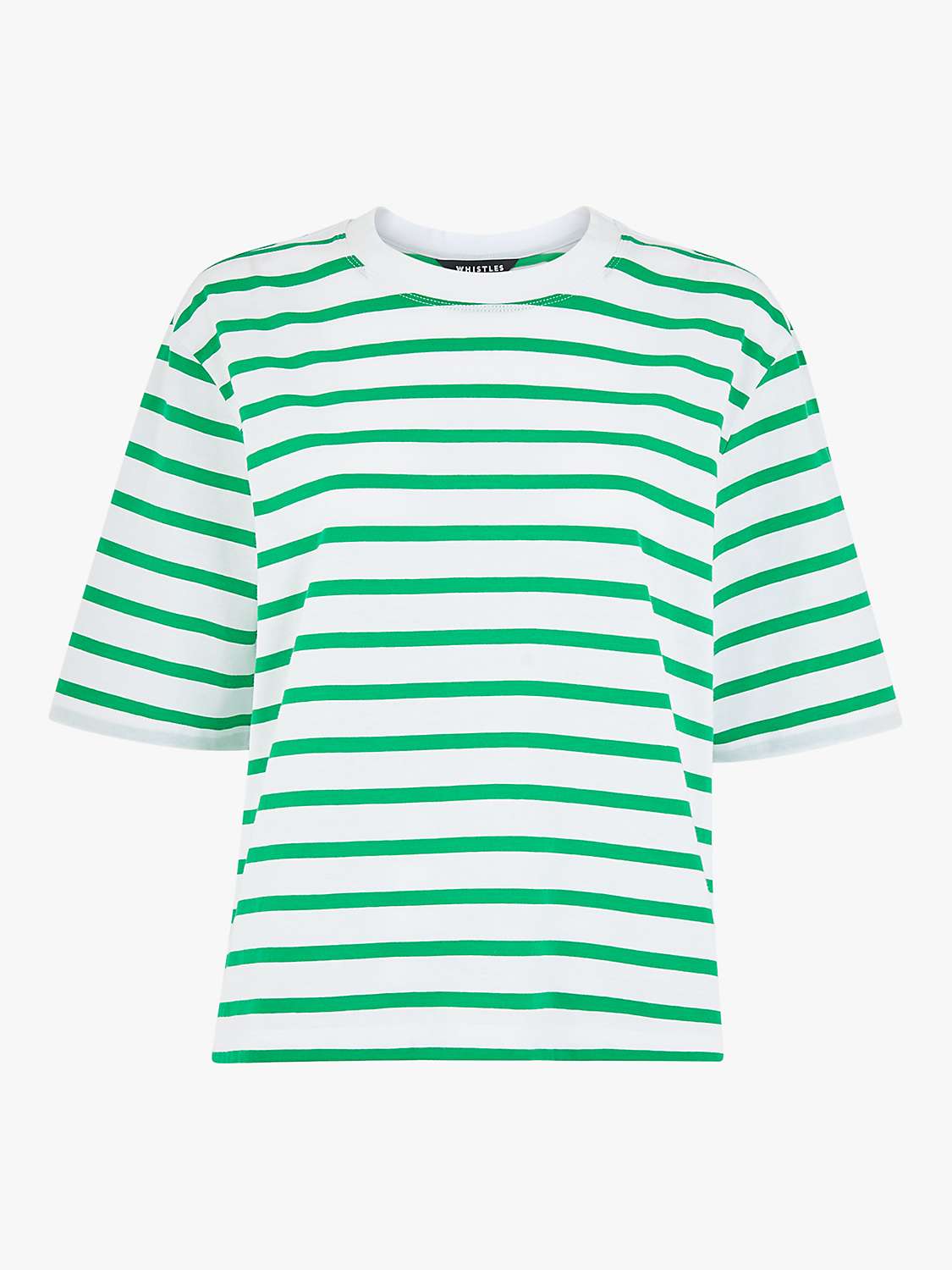 Buy Whistles Stripe Short Sleeve Top, Green/Multi Online at johnlewis.com