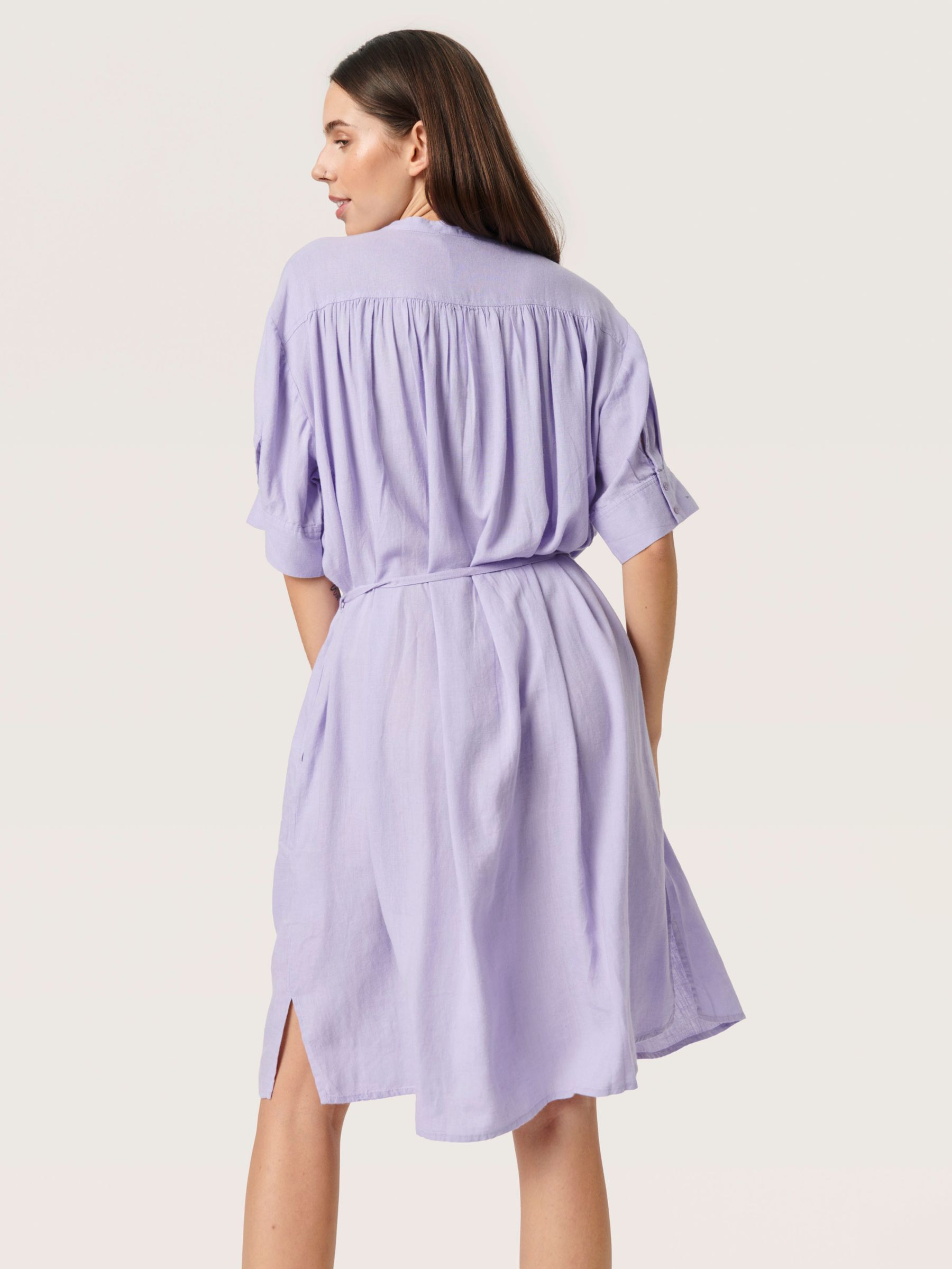 Soaked In Luxury Rosaline Linen Blend Shirt Dress, Sweet Lavender, XS