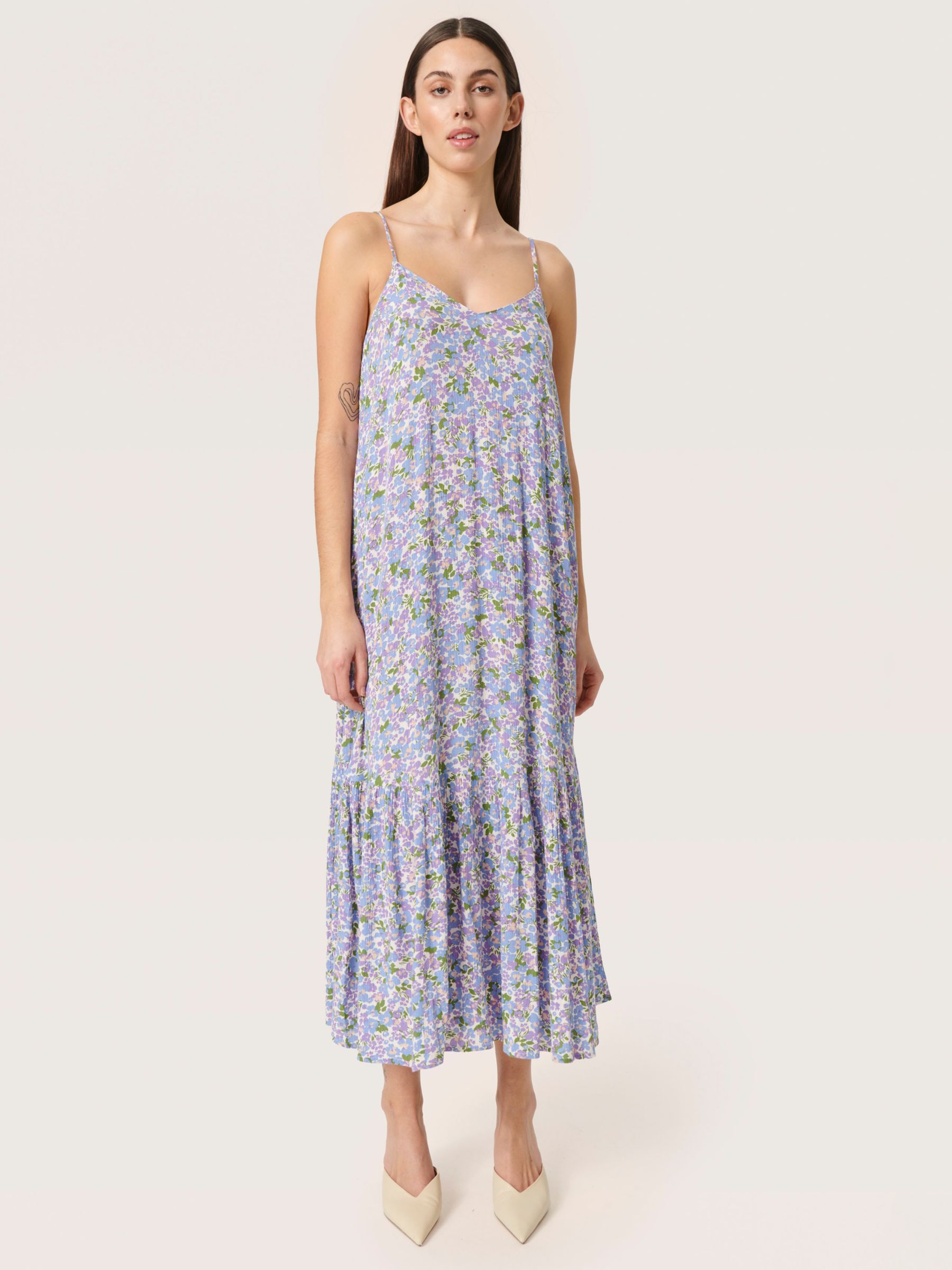 Soaked In Luxury Zaya Strap V-Neck Midi Dress, Lavender/Multi at John ...