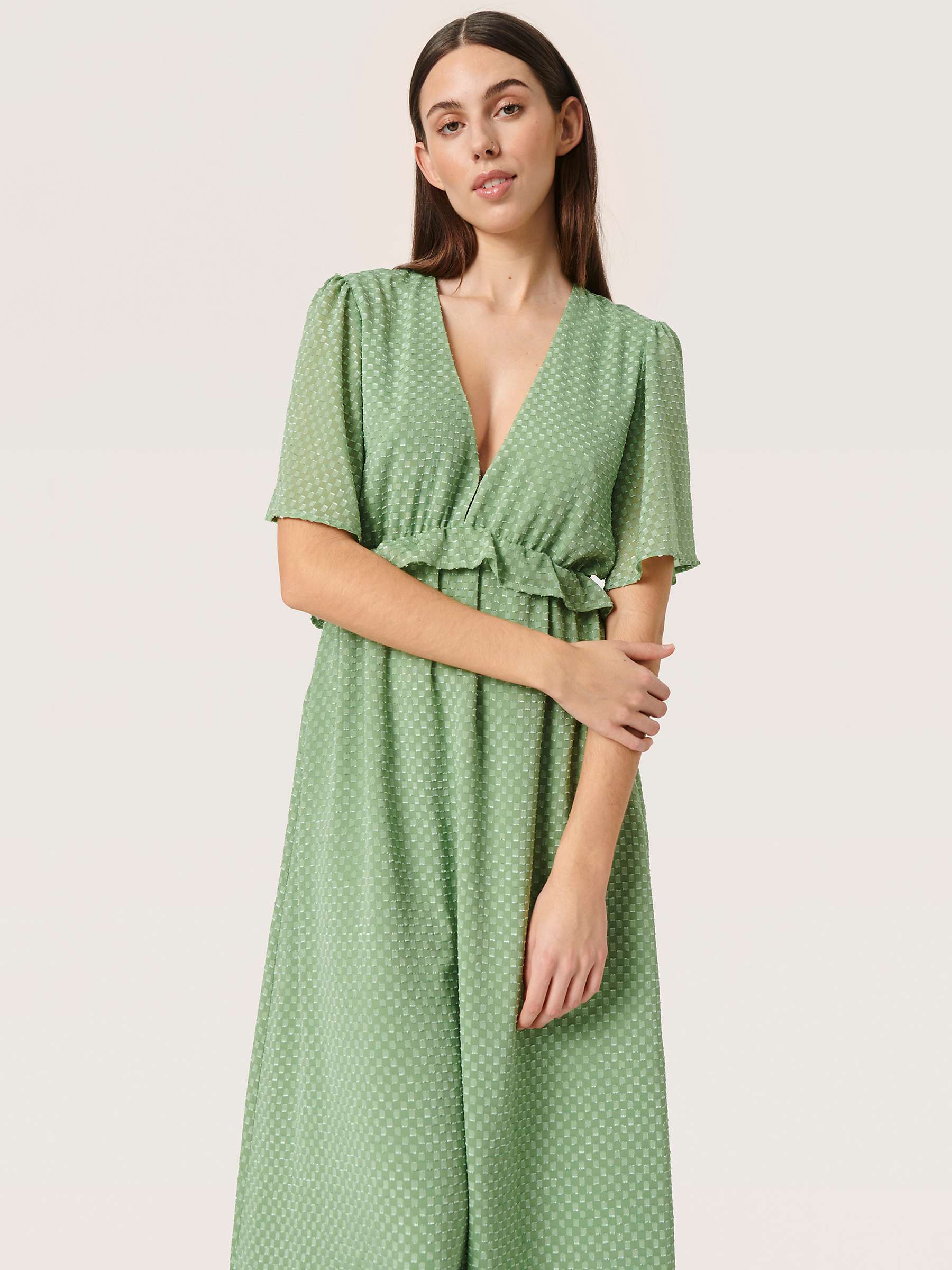 Buy Soaked In Luxury Fenja V-Neck Midi Dress, Loden Frost Online at johnlewis.com