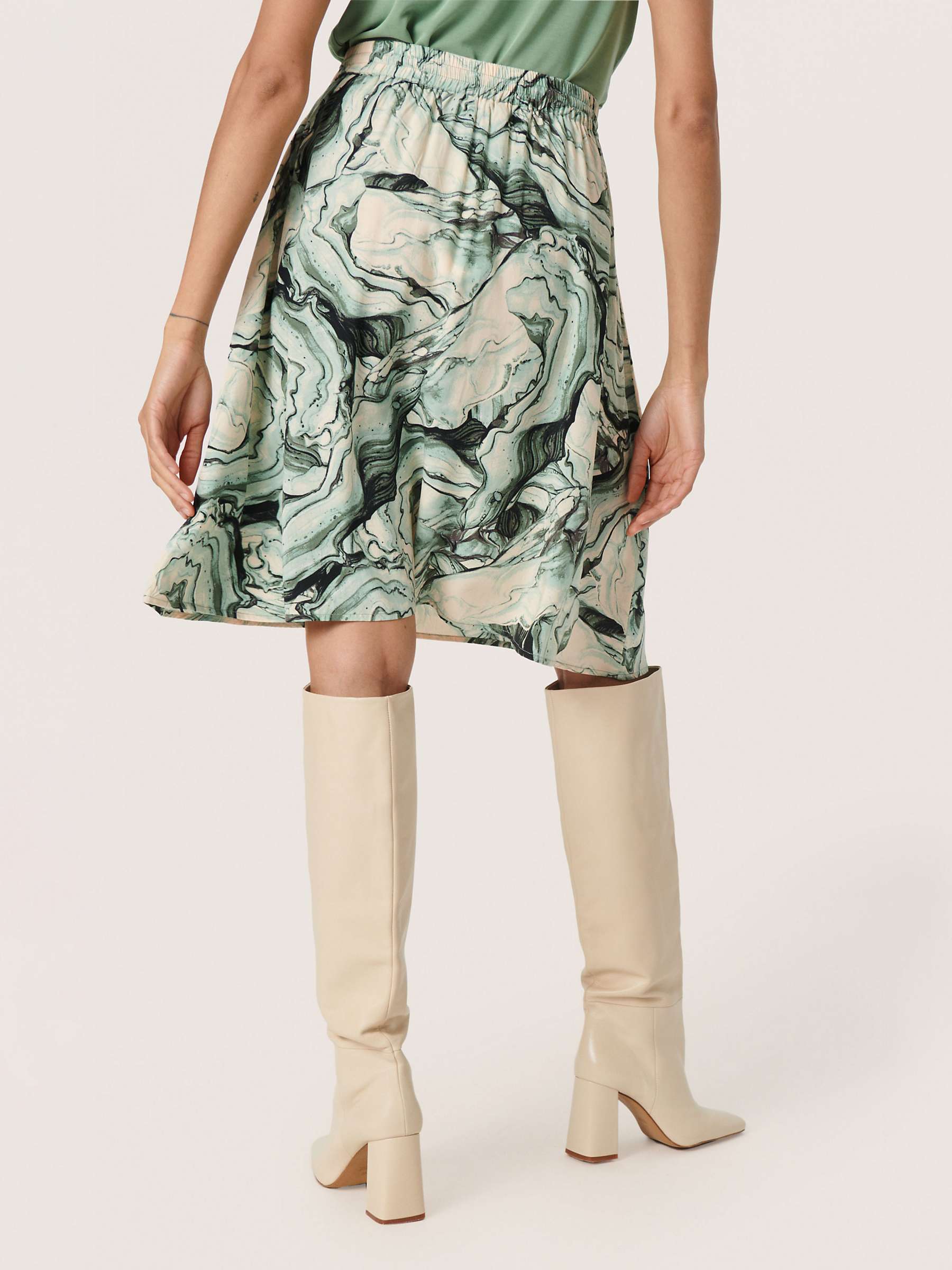Buy Soaked In Luxury Livinna A-Line Knee Length Skirt, Green Marble Online at johnlewis.com