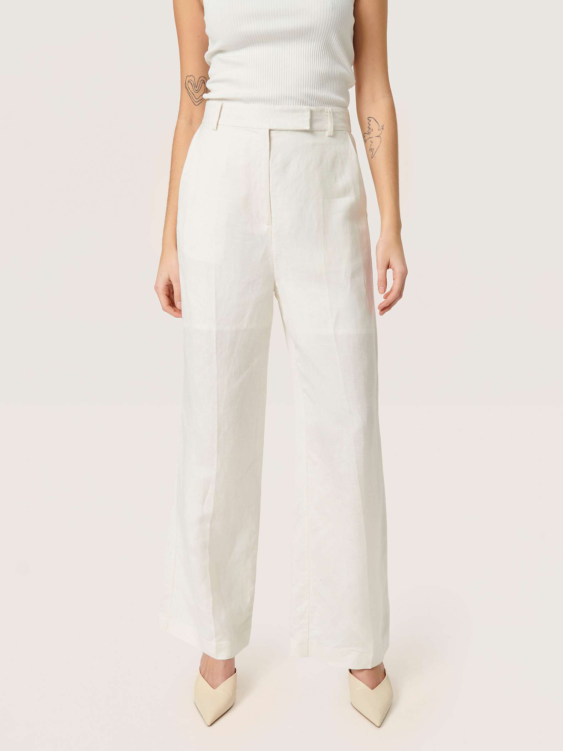 Soaked In Luxury Kimina Wide Leg Suit Trousers, Whisper White at John Lewis & Partners