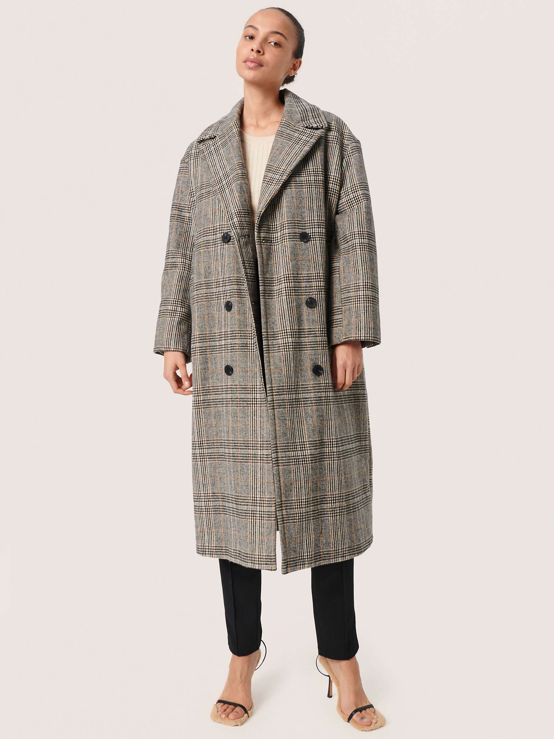 Buy Soaked In Luxury Chicka Classic Check Coat, Black/Multi Online at johnlewis.com