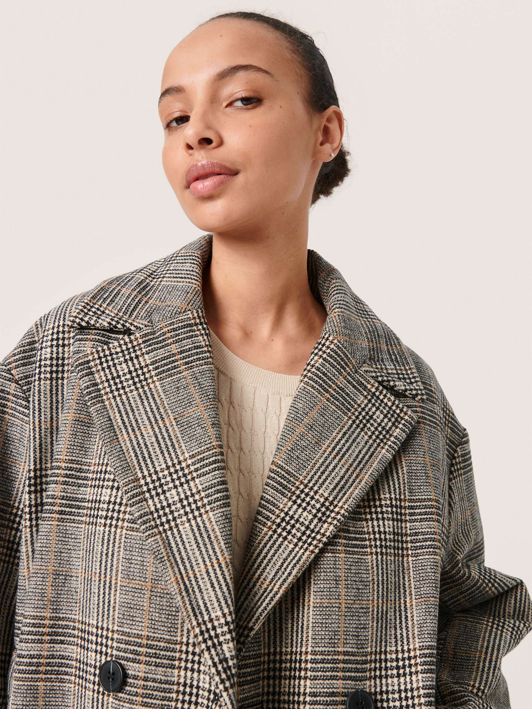 Buy Soaked In Luxury Chicka Classic Check Coat, Black/Multi Online at johnlewis.com