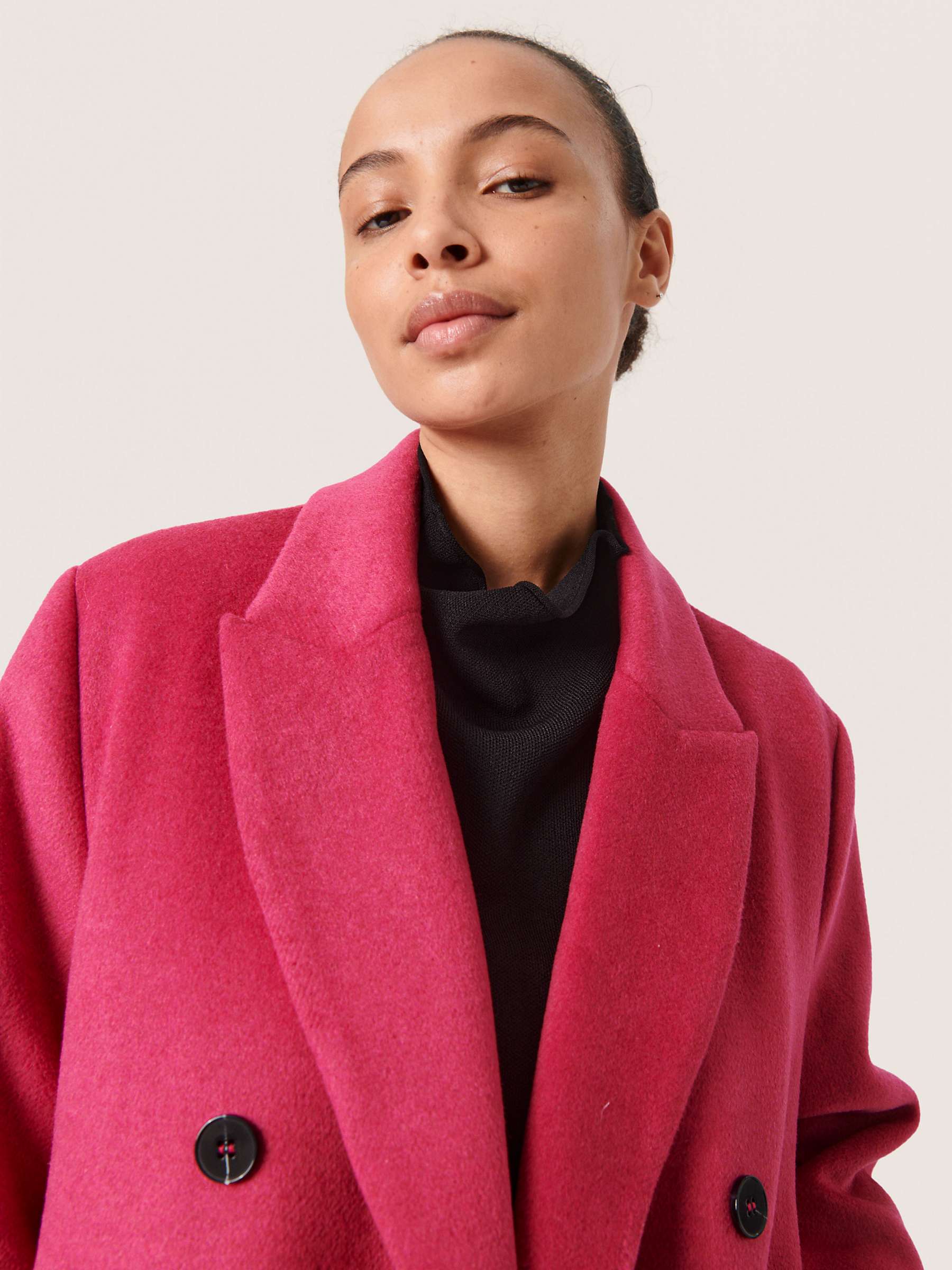 Buy Soaked In Luxury Fia Plain Double Breasted Coat, Vivacious Pink Online at johnlewis.com