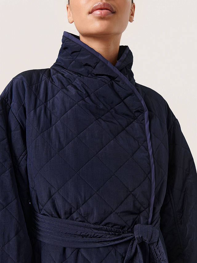 Soaked In Luxury Umina Quilted Knee-Length Coat, Night Sky
