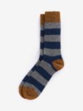 Barbour Houghton Stripe Socks, Asphalt/Navy