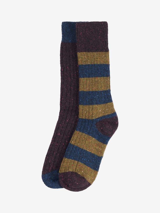 Barbour Silk And Wool Blend Socks, Pack of 2, Multi, M