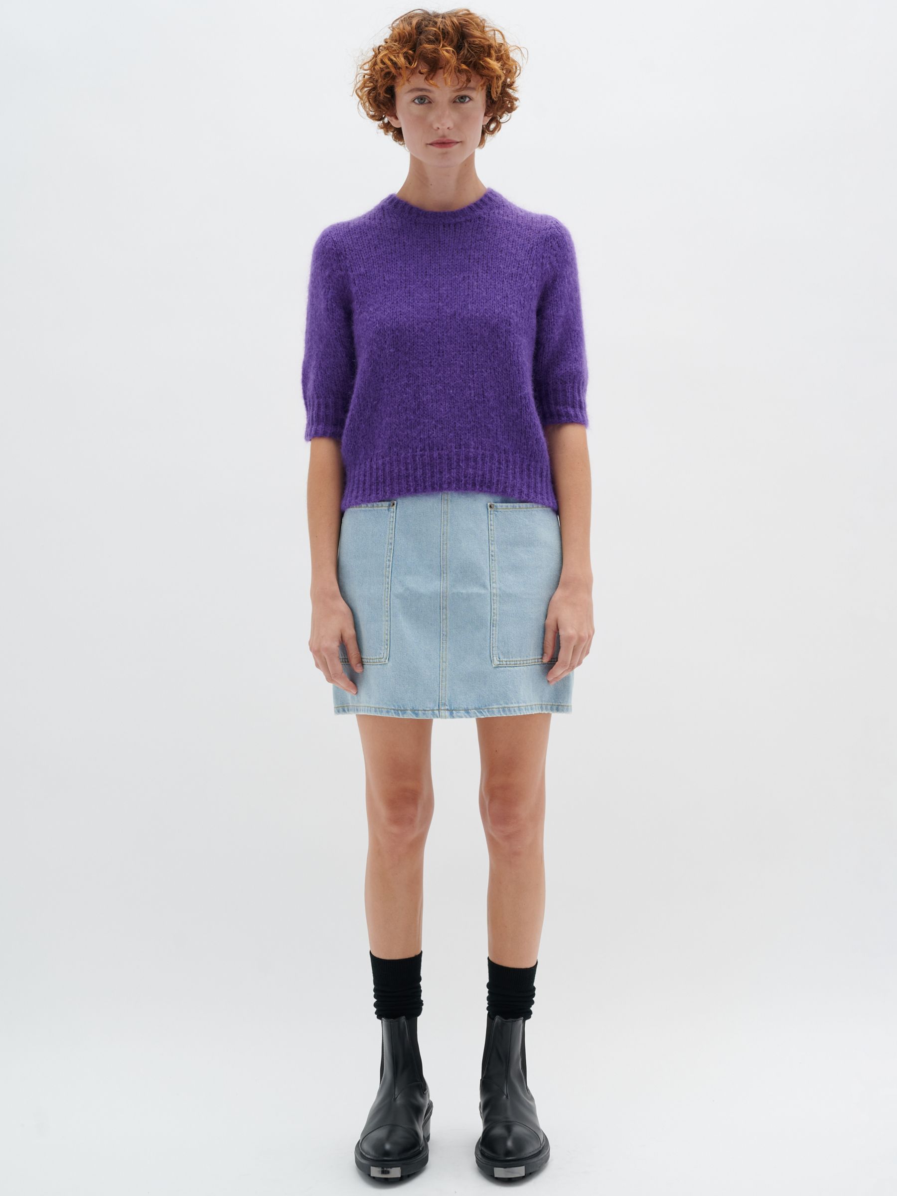 InWear Iole Short Sleeve Knitted Top, Purple Rain at John Lewis & Partners