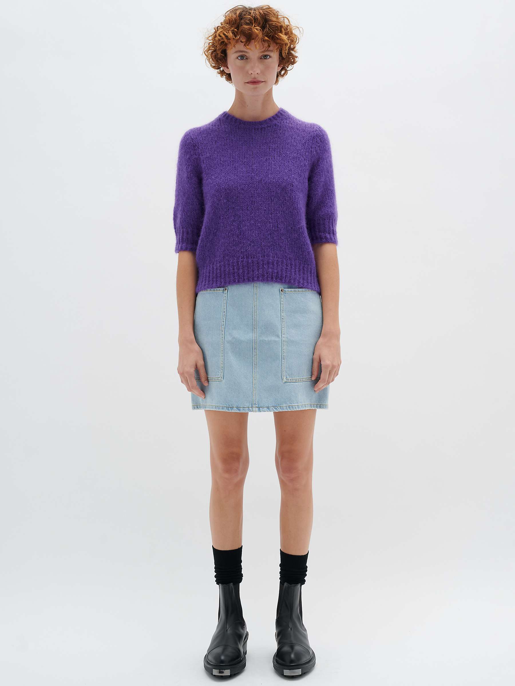 Buy InWear Iole Short Sleeve Knitted Top, Purple Rain Online at johnlewis.com