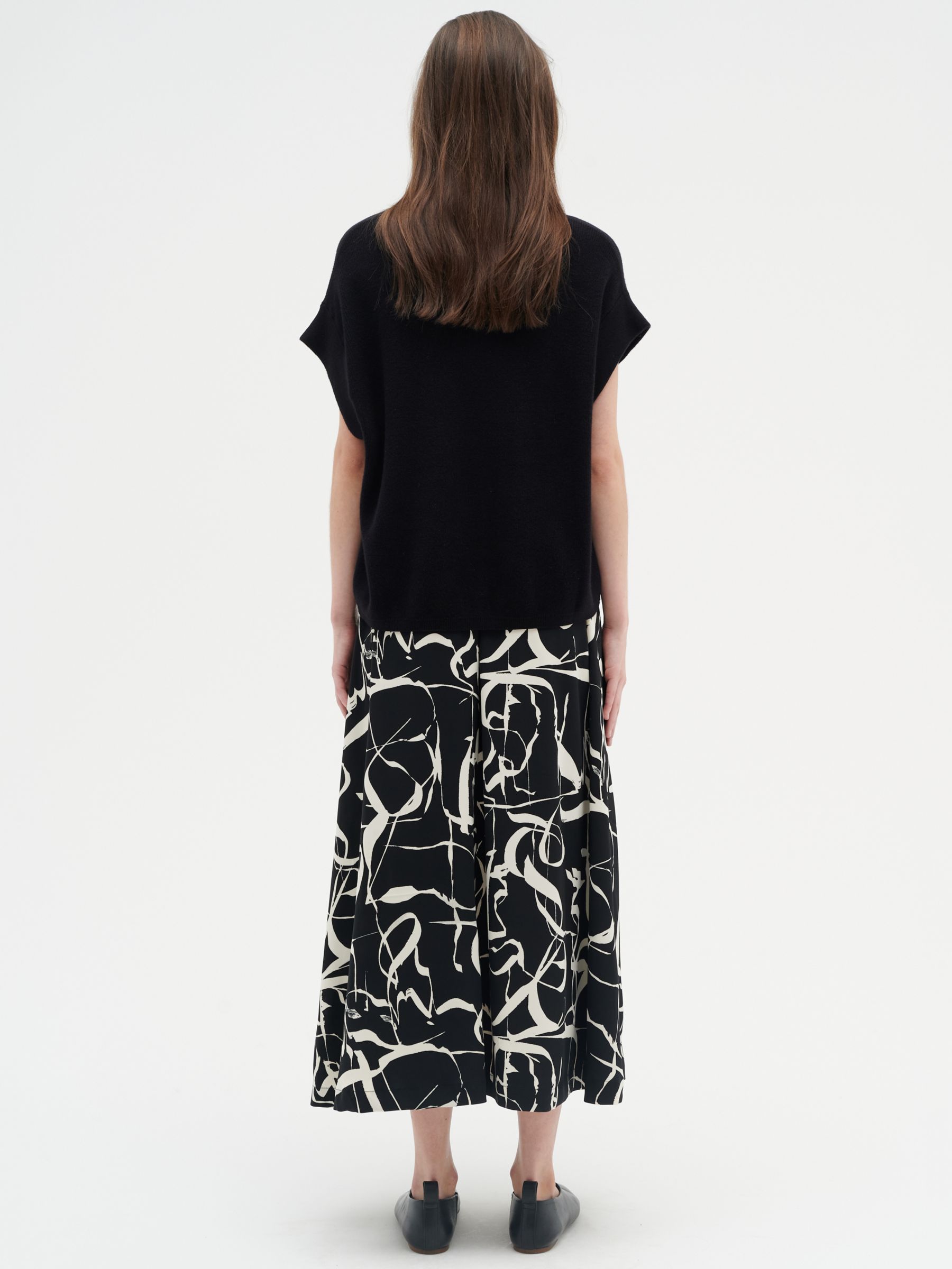 InWear Pailey Poetic Scribble Skirt, Black at John Lewis & Partners
