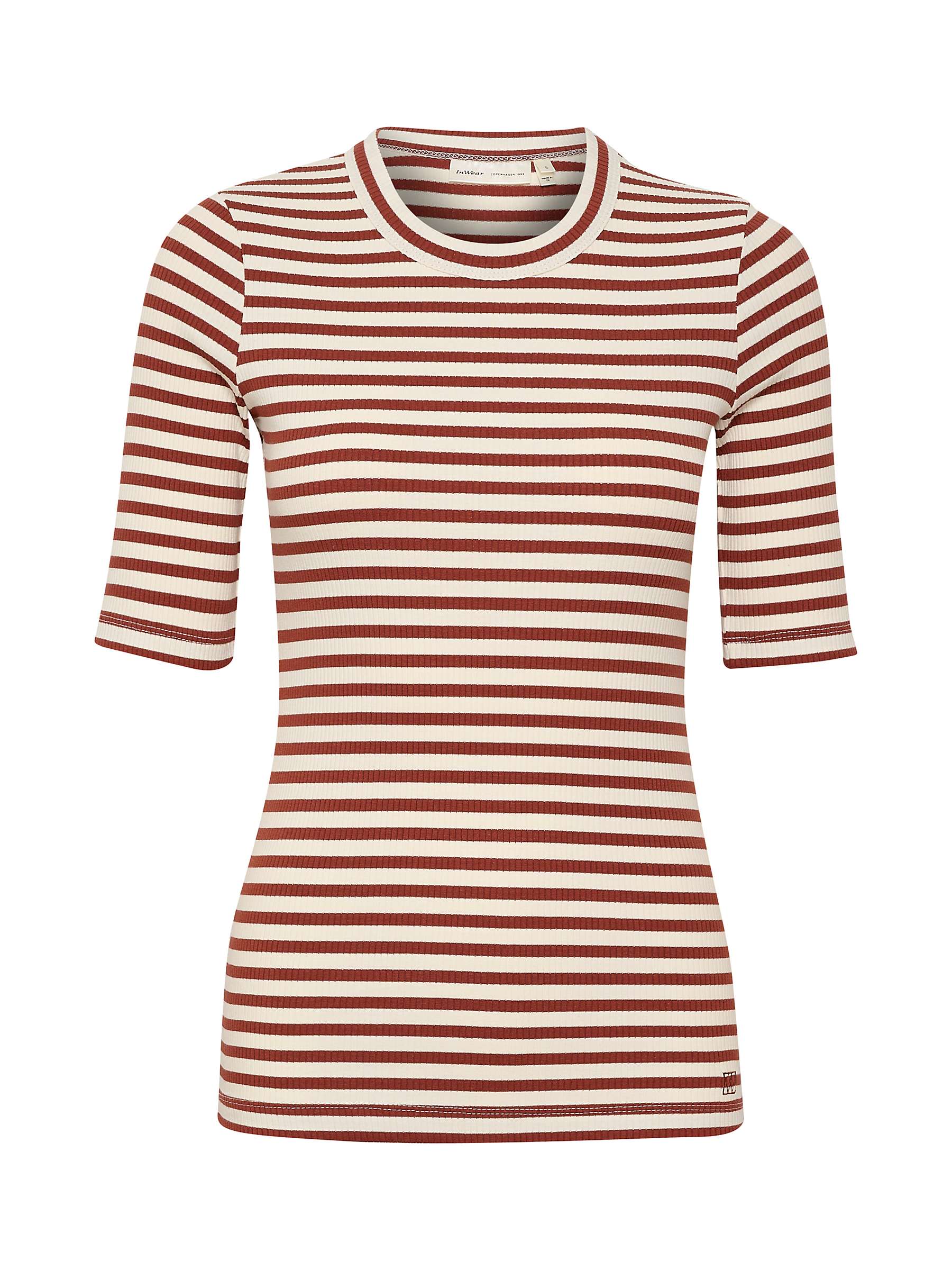 Buy InWear Dagna Short Sleeve Stripe T-Shirt, Cherry Mahogany Online at johnlewis.com