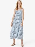 Noa Noa Lotta Leaf Print Organic Cotton Midi Dress, Bright Blue, Bright Blue