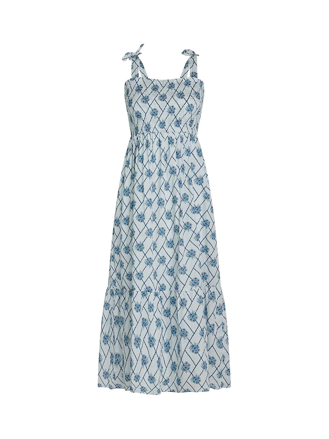 Buy Noa Noa Lotta Leaf Print Organic Cotton Midi Dress, Bright Blue Online at johnlewis.com