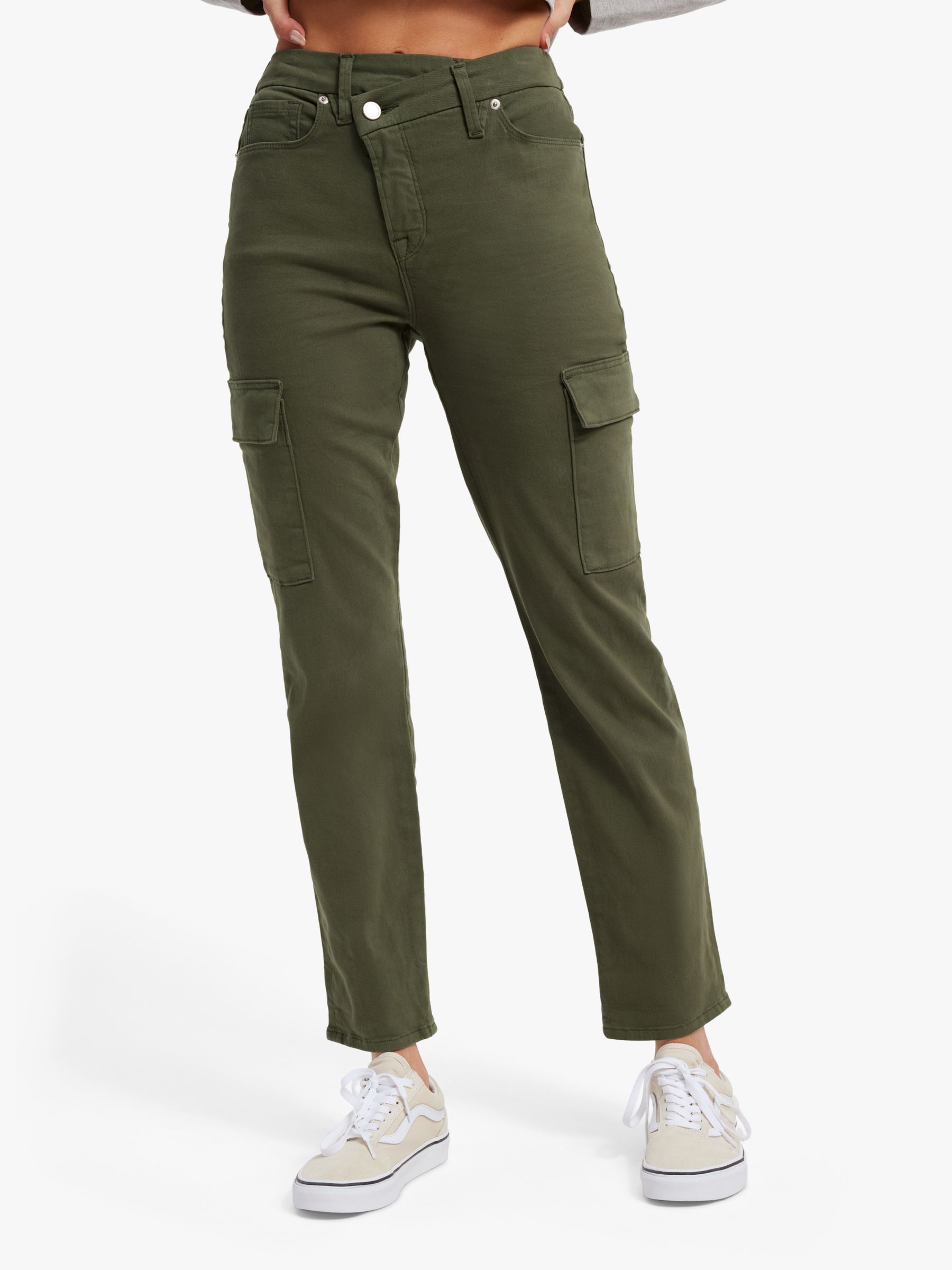 Good American Cuffed Army Style Trousers, Green at John Lewis & Partners