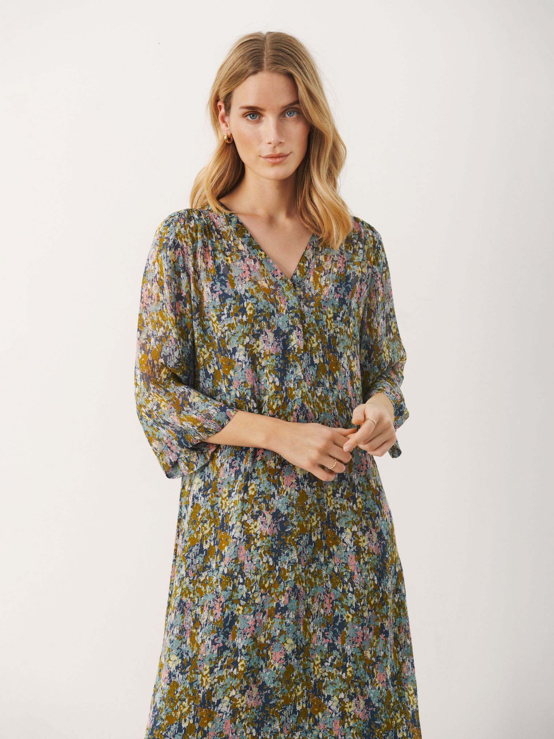 Part Two Berit Abstract Print Dress, Midnight Navy at John Lewis & Partners