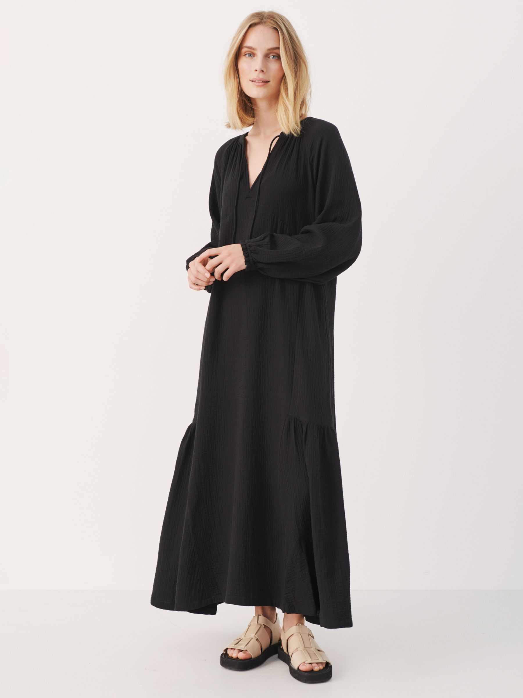 Part Two Oanna Long Sleeve Maxi Dress, Black at John Lewis & Partners