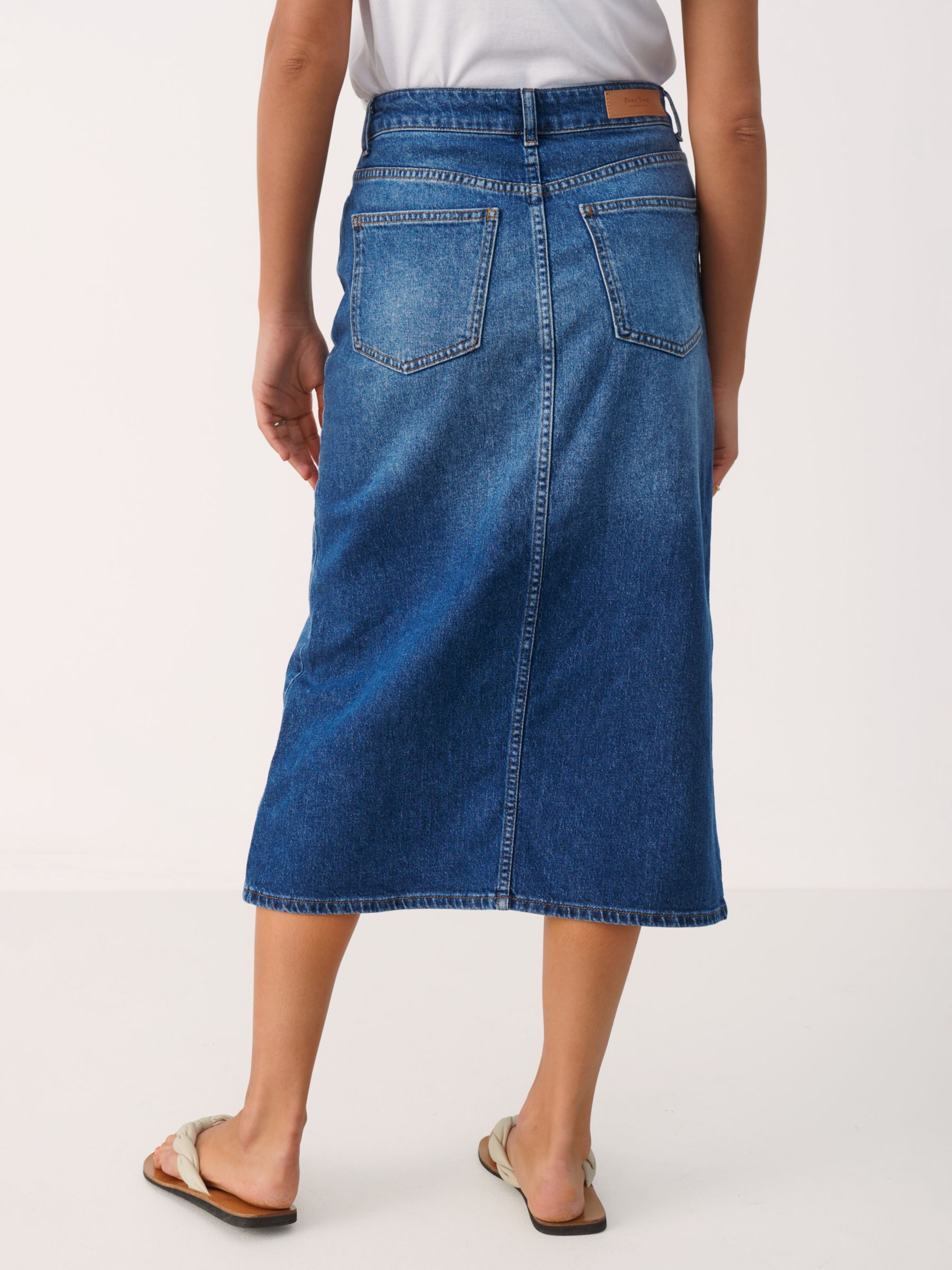 Buy Part Two Dilin Midi Denim Skirt, Vintage Denim Online at johnlewis.com
