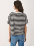 Part Two Betsey Stripe Cotton Linen T-Shirt, Black Stripe, Black Stripe