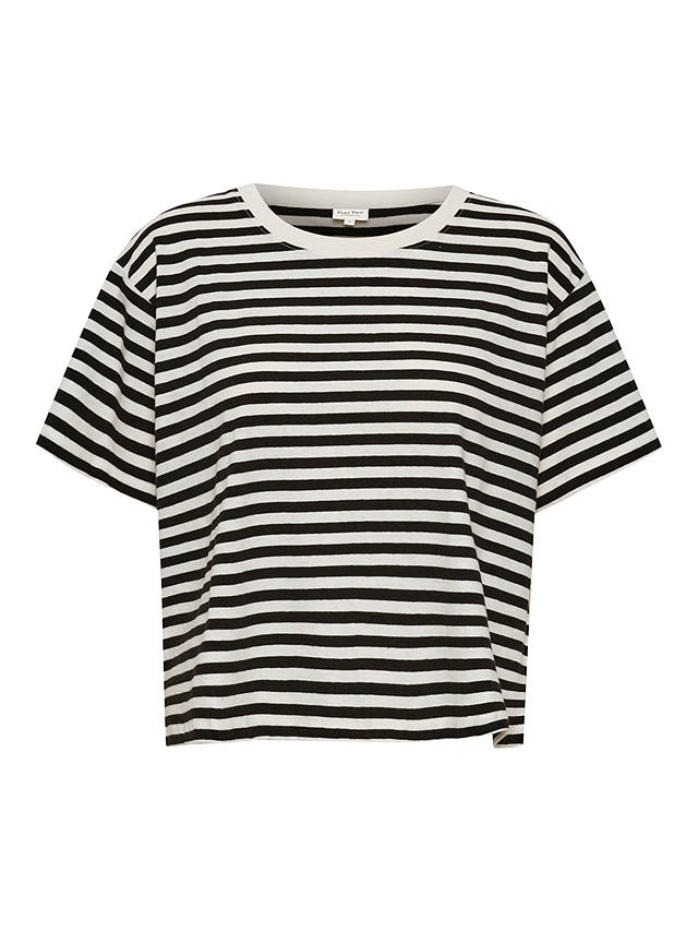 Part Two Betsey Stripe Cotton Linen T-Shirt, Black Stripe