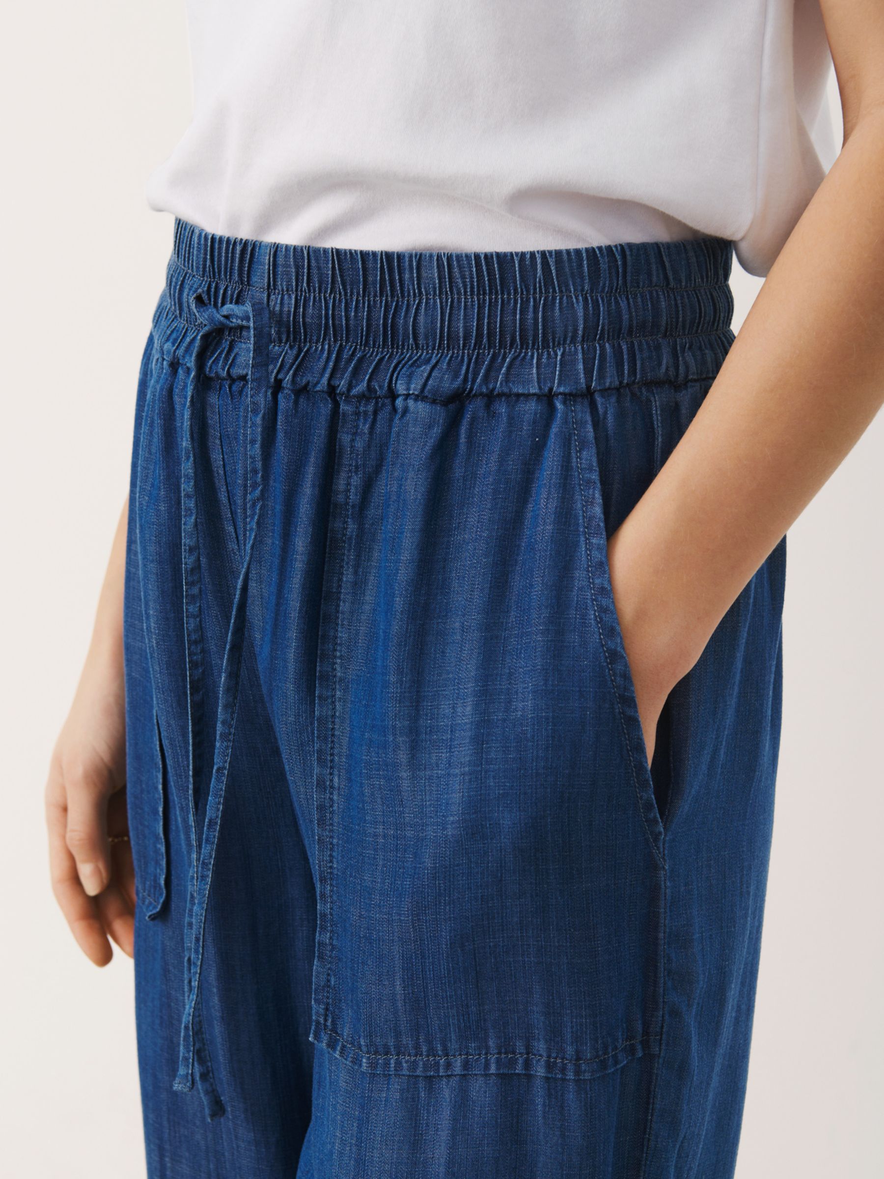 Part Two Beth Wide Leg Trousers, Medium Blue Denim at John Lewis & Partners