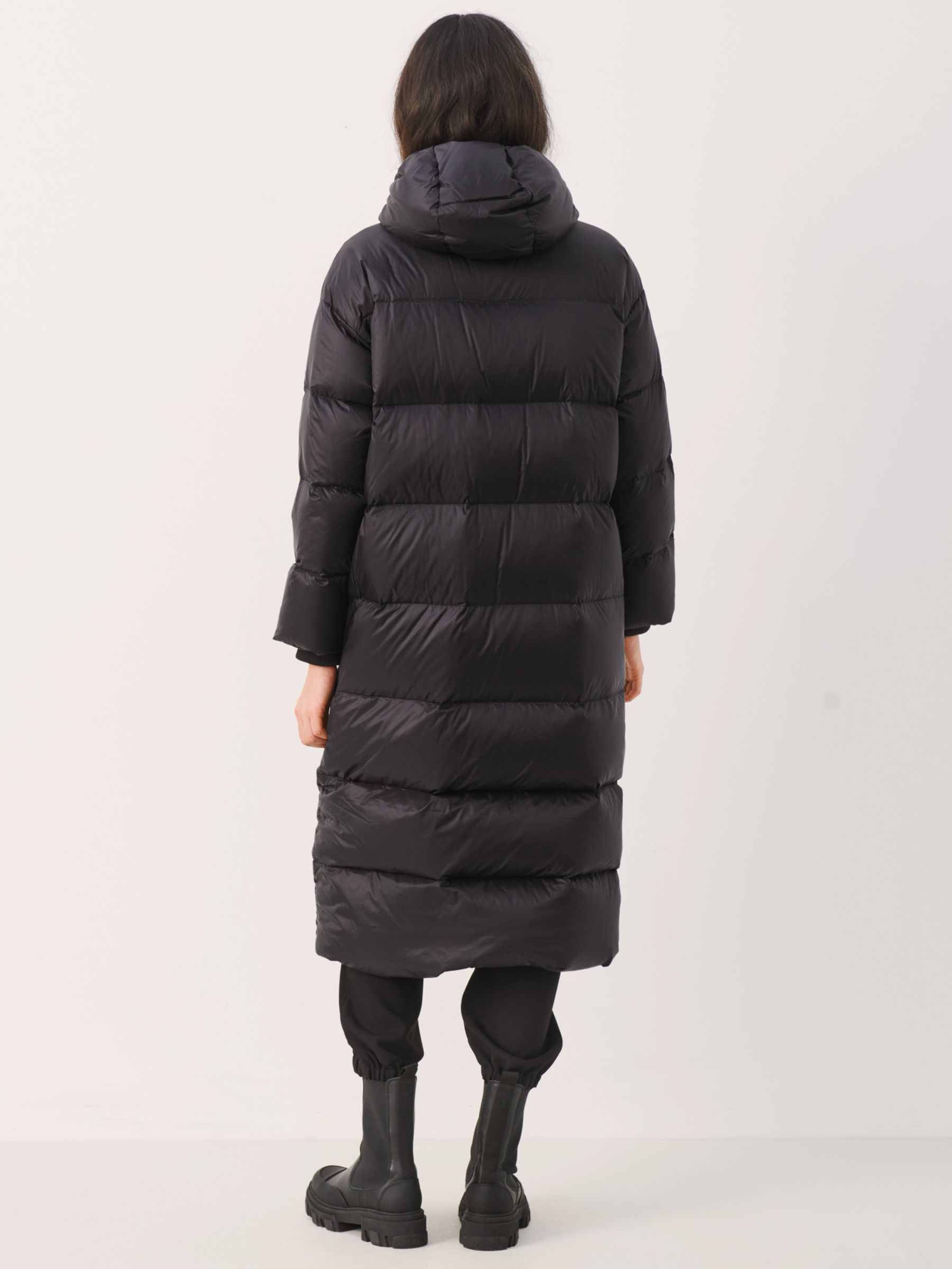 Part Two Caitlin Long Puffer Coat, Black at John Lewis & Partners