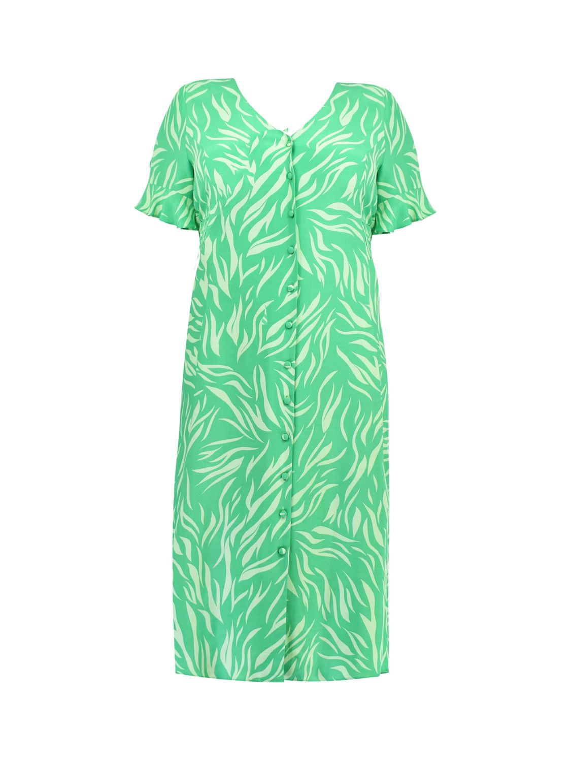 Live Unlimited Curve Zebra Print Shirred Waist Midi Dress, Green