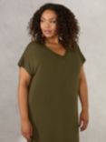 Live Unlimited Curve V Neck T-Shirt Maxi Dress, Green