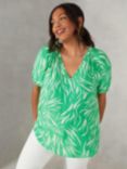 Live Unlimited Curve Zebra Short Sleeve Blouse, Green