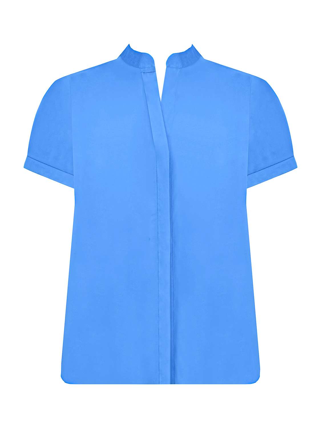 Buy Live Unlimited Curve Nehru Collar Short Sleeve Blouse, Blue Online at johnlewis.com