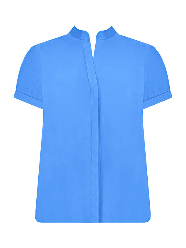 Live Unlimited Curve Nehru Collar Short Sleeve Blouse, Blue