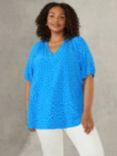 Live Unlimited Curve Spot Short Sleeve Blouse, Blue